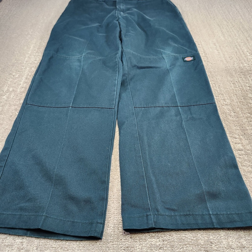 Vintage Dickies Pants Men 33x31 Green Double Knee Carpenter Workwear Trouser